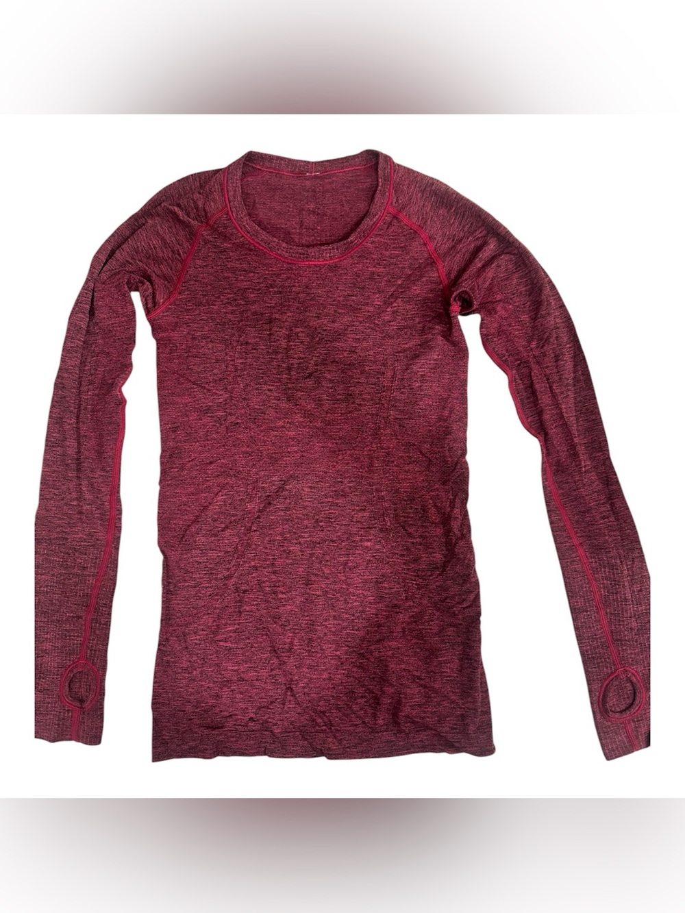 lululemon athletica Long Sleeve Crewneck Top in Maroon/Burgundy